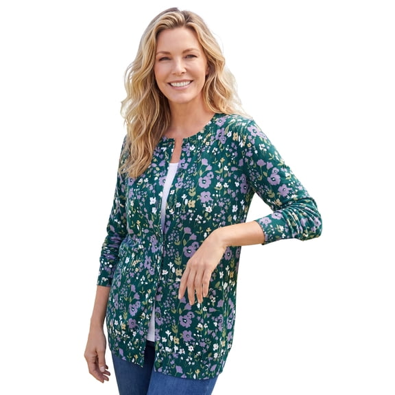 Woman Within Plus Size Perfect Long-Sleeve Cardigan Sweater