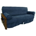 thumbnail image 2 of Blazing Needles Solid Microsuede Double Corded 8 to 9-inch Full Futon Slipcover Set with Two 20 by 8-inch Bolster Pillows (Set of 3)-Color:Indigo, 2 of 2