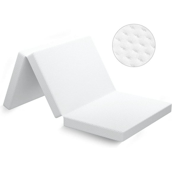 SURJDE Tri Folding Mattress Queen Size, Foldable Mattress Pad with Non-Slip Bottom and Removable Cover, 4-Inch Foam Fold up Out Mattress Pad Fits Camp, Sport, Floor, Bed, 78'' x 58'' x 4''