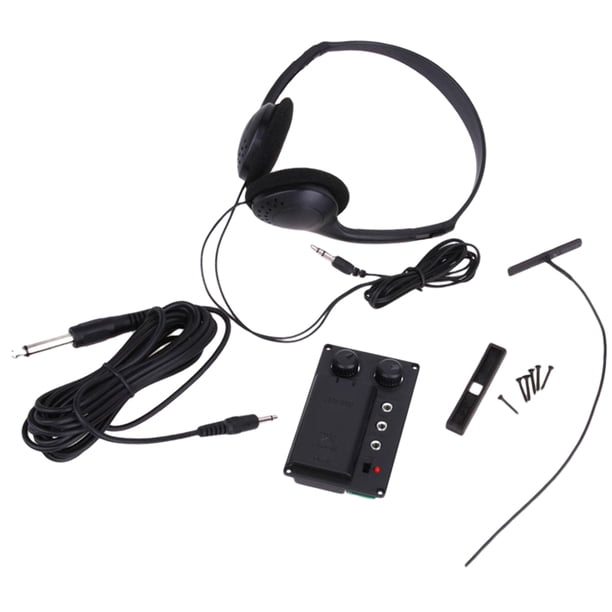 Silencioso EQ Piezo de Eléctrico Violín con Auricures Plug Agujero Conjunto de Cables de Color Negro Sunnimix Violín Pickup