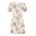 thumbnail image 3 of SMihono Robe Maxi Bohème d'Été pour Femmes Grande Taille Mode Féminine Col Rond Manches Courtes Imprimée Robe de Plage, 3 of 4