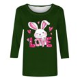 thumbnail image 4 of Camisetas Casuales de las Mujeres Impresas 3/4 Manga Cuello Redondo Blusa, Moda Ligera Superior para el Hogar Y el Uso Diario, Cómoda Imitación de la Tela Del Estante, 4 of 6