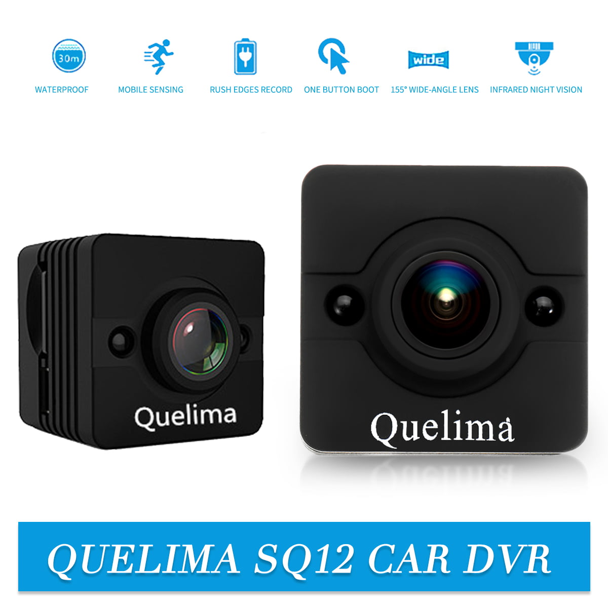Quelima SQ12 Mini 1080P FHD DVR Camera 155 Degree FOV Loop-cycle Recording Night 