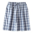 thumbnail image 2 of Previn Men's Cotton Pajama Shorts Summer Sleepwear Plaid Soft Pj Short Cool Thin Comfy Sleep Bottoms Drawstring Casual Lounge Shorts Blue Medium, 2 of 4