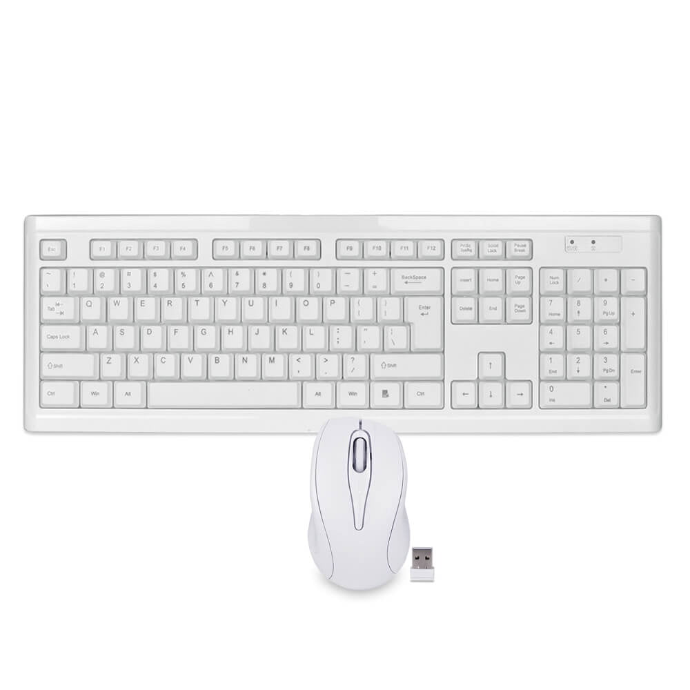 White 106 Key 2.4Ghz Wireless Multimedia Keyboard & Optical Mouse Set 
