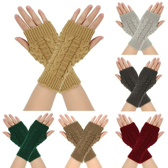 Dalrosia Womens Fingerless Gloves Winter Warm Knit Crochet Thumbhole Arm Warmers