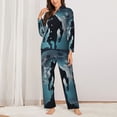 thumbnail image 2 of Yiaed Moon Wolf Warrior Print Pajamas Women's Long Sleeve Sleepwear Soft Button Down Loungewear Pjs Lounge Set Nightwear Womens Pajama Pants-XX-Large, 2 of 7