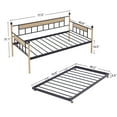 thumbnail image 6 of PORKISS Daybed, Steel & Wood Daybed with Trundle and Metal Frame, Modern Sofa Bed with Twin Size Frame, Classical Metal Daybed for Bedroom, Apartment, and Living Room, Natural & Black, 6 of 11