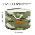 thumbnail image 2 of Collapsible 20" Round Storage Basket with Handles Laundry Hamper Open Storage Bins Pale Green Pumpkins and Ghosts, 2 of 6