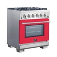 thumbnail image 2 of Forno Capriasca 30-Inch Freestanding Gas Range, 4 Burners, True Convection Oven, Red Door, 2 of 5