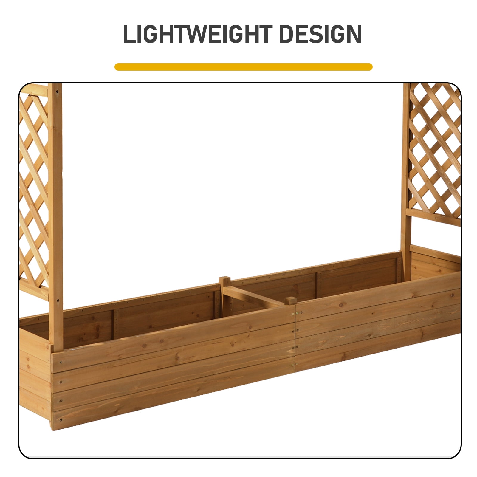 Raised Garden Bed with Trellis, Hanging Roof, Planter Box, Drainage Holes, Vertical Plant Container for Vine Climbing Plant Flower, Standing Wood Planter for Garden Patio Yard, Teak