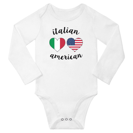 

Italian and American Love Heart Baby Long Slevve Bodysuits (White 12-18 Months)