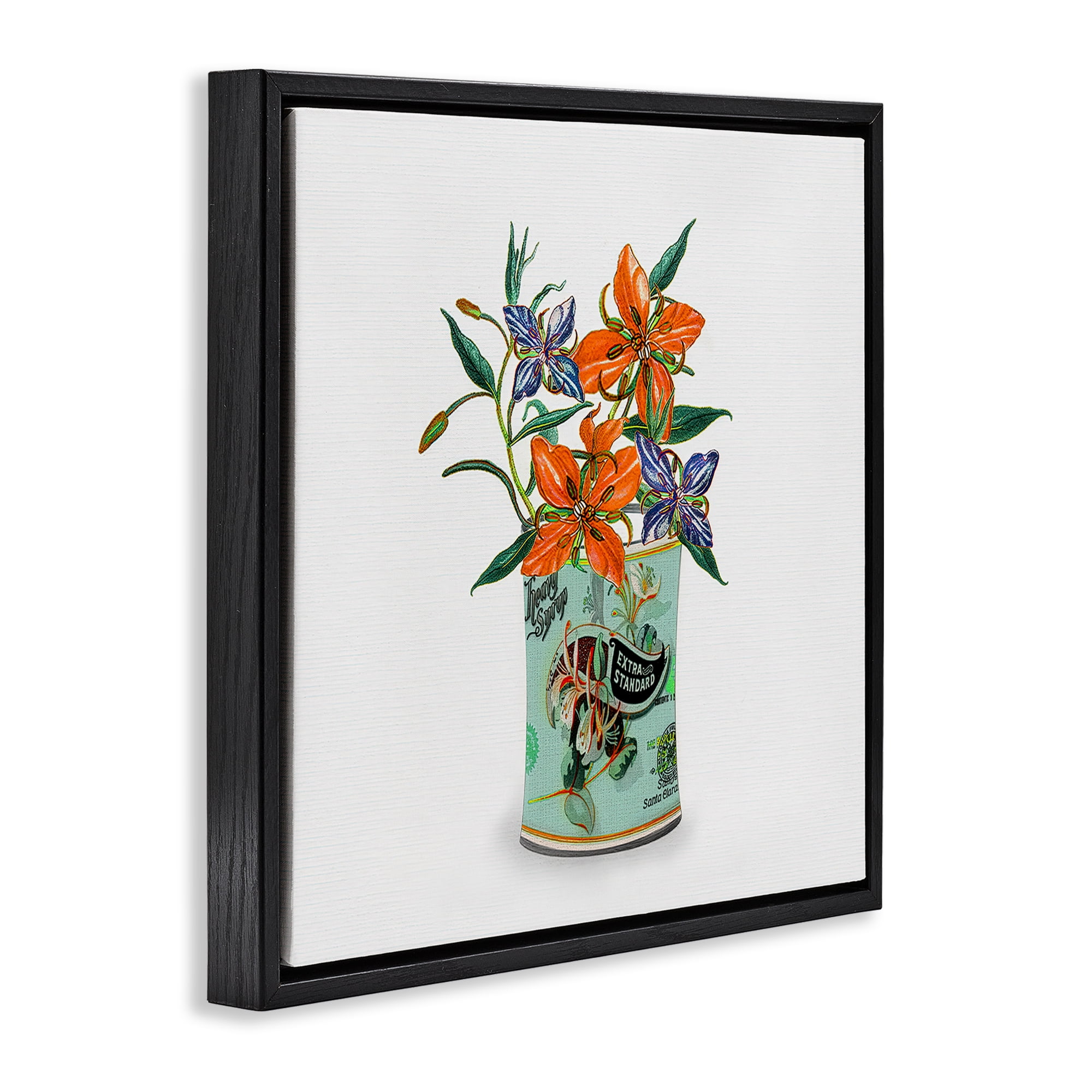 Stupell Industries Lilies in Retro Tin Black Framed Floater Canvas Wall Art, design by Val Rhodes