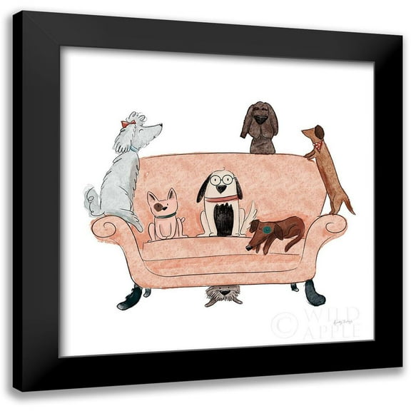 Thorns, Becky 12x12 Black Modern Framed Museum Art Print Titled - Playful Pets Dogs I