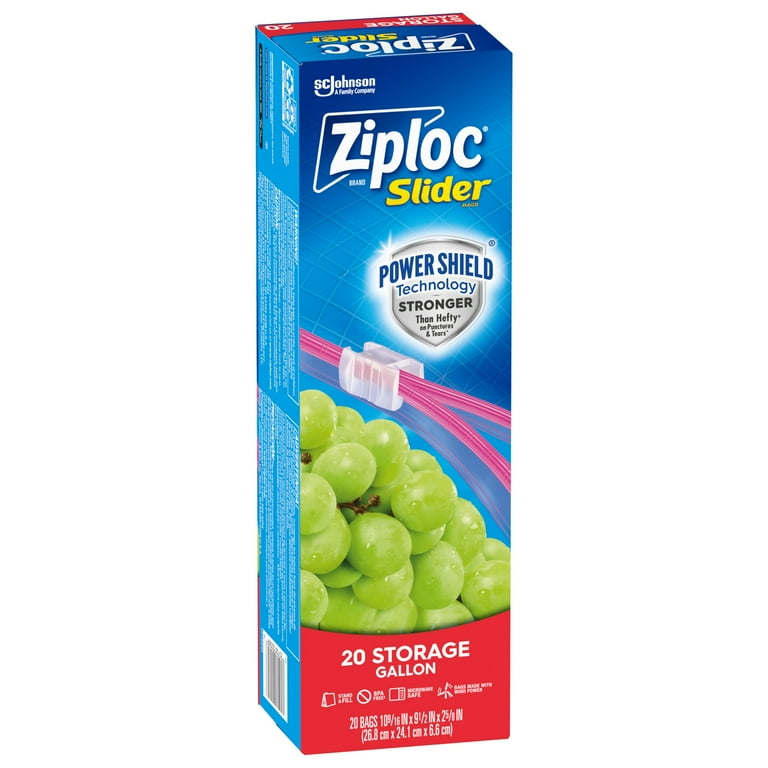 Ziploc Stand & Fill Gallon Slider Storage Bags, Ziplock Zipper