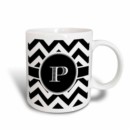 

3dRose Black and white chevron monogram initial P - Ceramic Mug 11-ounce