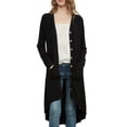 thumbnail image 1 of Women's Long Sleeve Button Down Knit Ribbed Sweater Duster Cardigan with Pockets, 1 of 5