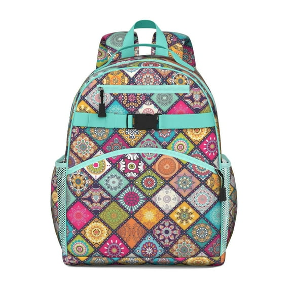 Colorful Plaid Striped Backpack - Adjustable Chest Strap for Secure Fit