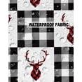 thumbnail image 5 of Pack of 2 Outdoor Pillow Covers, Merry Christmas Winter Elk Black and White Plaid Waterproof Square Throw Pillowcase Cushion Decorative Pillow Covers for Couch Patio Tent, 20x12 in, 5 of 6