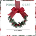 thumbnail image 3 of Small Christmas Kitchen Cabinet Wreaths with Ribbon, 8.66 Inch Mini Wreath with Red Ribbon Bow & Berry, Small Kitchen Window Door Decor, Xmas Holiday Cabinet Hanging Ornament, 3 of 6