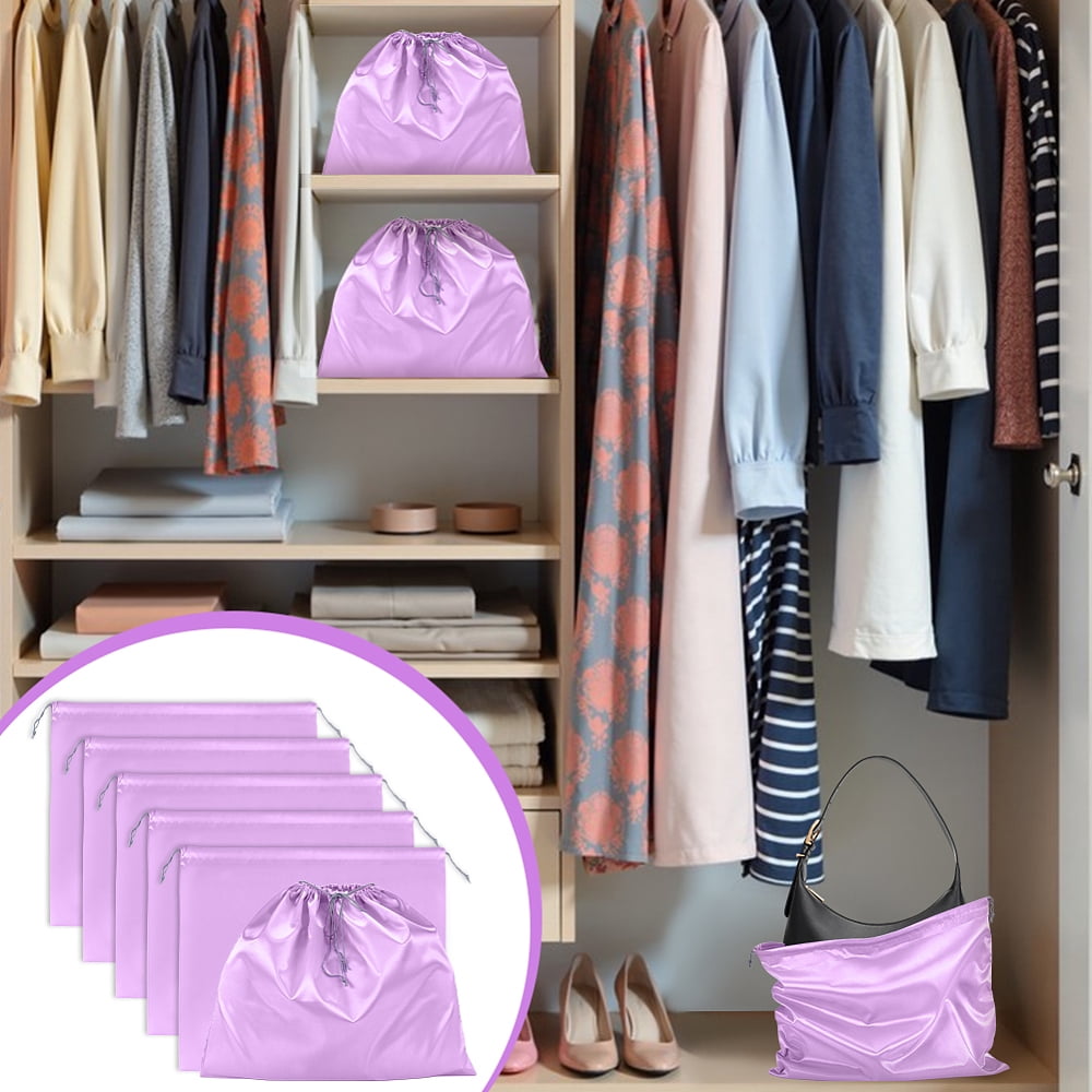 Satin Fabric Shoes Storage Bags Dustproof Drawstring Pouches Packaging Pouches Rectangle Plum 50x60x0.3cm