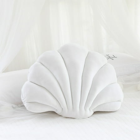 OEFNTAC Throw Pillows Decorative Pillows Velvet Throw Pillow, Cute Shell Shape, Soft Machine Washable for Sofa, Bed, Kids Room, Beach Decor Throw Pillows for Couch