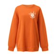 thumbnail image 4 of Arlun,Halloween Chandails pour Femmes Grande Taille Mode à Lettres Imprimées Coupe Ample Col Rond Chandails à Enfiler Chandails Amples Confortables Manches Longues Automne Hiver Entraînement Hauts Sans Capuche Orange4 L, 4 of 5