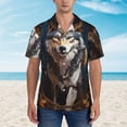 thumbnail image 4 of Lsque Oil Painting Tribal Wolf pattern Hawaiian Shirt for Men, Unisex Summer Beach Casual Short Sleeve Button Down Shirts-Small, 4 of 9