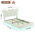 thumbnail image 4 of Homfa Full Size Velvet Upholstered Bed with LED Lights, Floating Platform Bed Frame with Butterfly Crystal Button Tufted Headboard, Beige, 4 of 7