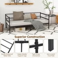 thumbnail image 4 of Daybed Frame, Metal Twin Size Platform Bed with Heavy Duty Slat Support, Space-Saving Sofa Bed Frame for Living Room Bedroom Guest Room, No Box Spring Needed - Black, 4 of 7