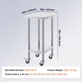 thumbnail image 6 of KFFKFF 24x18x38 Inch Stainless Steel Prep Table, Equipped with 4 Casters and 3 Height Settings, Durable for Restaurant Kitchen Use, Silver, 6 of 8