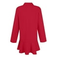 thumbnail image 4 of Mohiass Women's Tunic Mini Shirt Dress Cotton Long Sleeve Ruffle Hem Dress Button Up Shift Chambray Dresses Deep Red XL, 4 of 5
