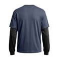 thumbnail image 4 of Men's Fake 2-Piece Layered Solid Shirts Casual Pullover Light Blue 3XL, 4 of 6