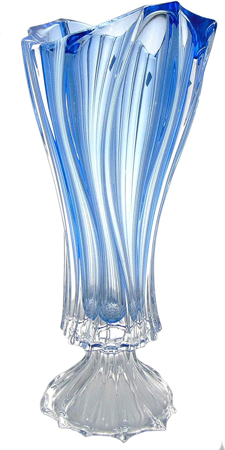 Aurum Crystal AU52047, 16" Plantica Footed Bud Vase, Bohemian Glass