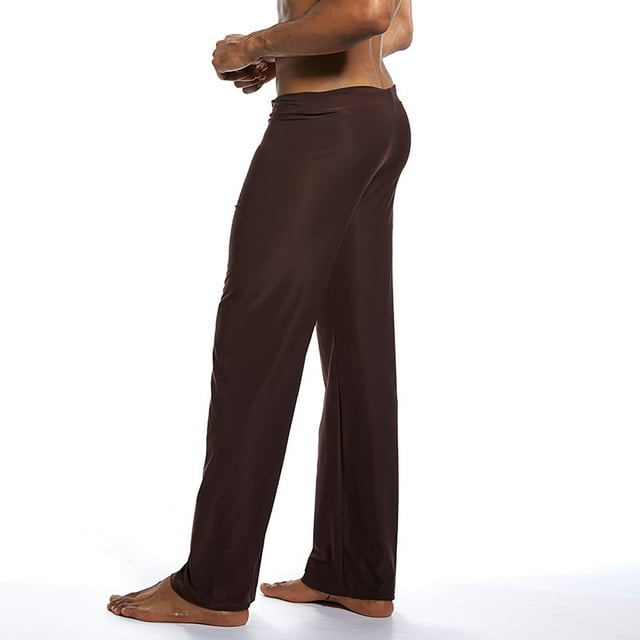 Men's Ice Silk Yoga Pants - Straight Leg, Drawstring Waist - Breathable Quick-Dry Fabric - S-XXL Sizes for Home/Exercise