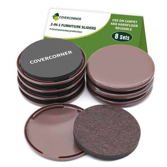 Deslizadores para muebles covercorner 8 piezas 2 en 1 para alfombra y pisos de madera