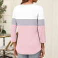 thumbnail image 4 of YHAJDS Womens Topss Color V Neck 3/4 Sleeves Roomy Casual Spring Summer Blouses for, 4 of 5
