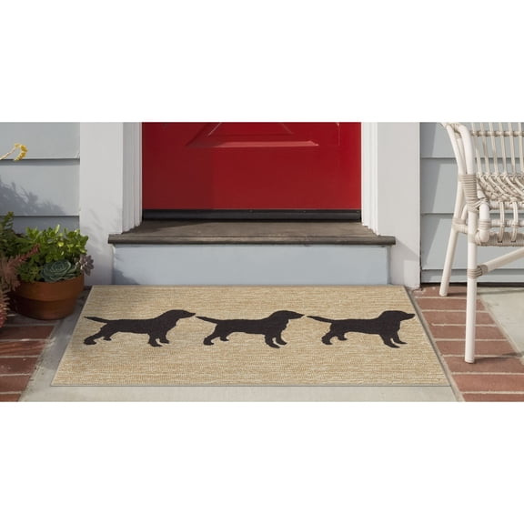 Liora Manne Frontporch Doggies Indoor Outdoor Area Rug Black