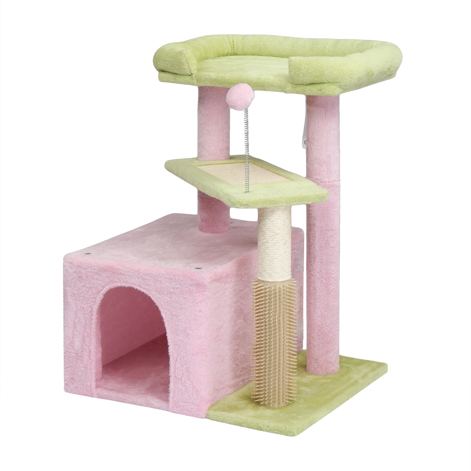 ZephyPaws 29in Cute Cat Tree Kitten Tower for Indoor Cat,Sisal Scratching Posts with Condo,Jump Platform Cat Furniture Play House Pink