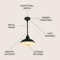 thumbnail image 4 of JONATHAN Y Jasper 12.25" 1-Light Farmhouse Industrial Indoor/Outdoor Iron LED Pendant, Black, 4 of 6