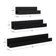 thumbnail image 3 of Kate and Laurel Levie Wooden Picture Ledge Wall Shelf Set, Black 3 Piece - Multi, 3 of 5