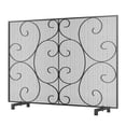 thumbnail image 2 of Kingson Single Panel Decorative Flat Fireplace Screen Cover Handcrafted Durable Metal Mesh, Heat-Resistant Free Standing Fire Spa, 2 of 9