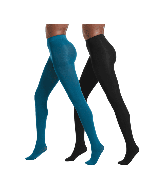 No nonsense Women's Super Opaque Control Top Tights 2 Pair Pack, Black/Galaxy, XX-Large