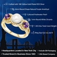 thumbnail image 2 of Gem Stone King 18K Yellow Gold Plated Silver Round Purple Amethyst and Cultured Freshwater Pearl Ring for Women (1.30 Cttw, Gemstone Birthstone, Available in Size 5, 6, 7, 8, 9), 2 of 4