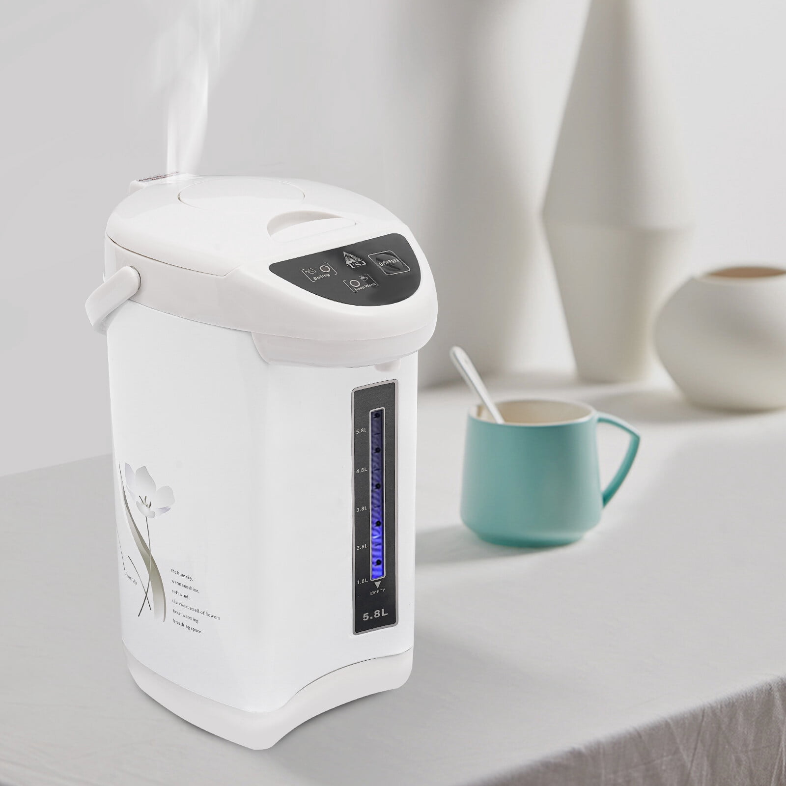 4L Water Boiler & Warmer, 304 Stainless Steel Removable Water Tank, Electric Kettle 110V 750W 7.87*15in Used in Dining Rooms, Living Rooms, Kitchens