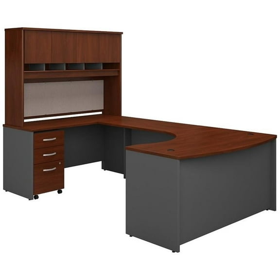 Series C 60W LH Bow Front U Desk with Storage in Hansen Cherry - Engineered Wood