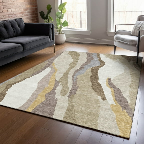 Addison Rugs Chantille Indoor/Outdoor Transitional Waves Beige Washable Rectangle Rug, 8' x 10'