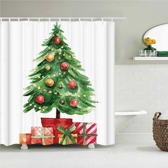 High Quality Merry Christmas Fabric Shower Curtain Waterproof Cartoon christmas Tree Bath Curtains for Bathroom Decor with