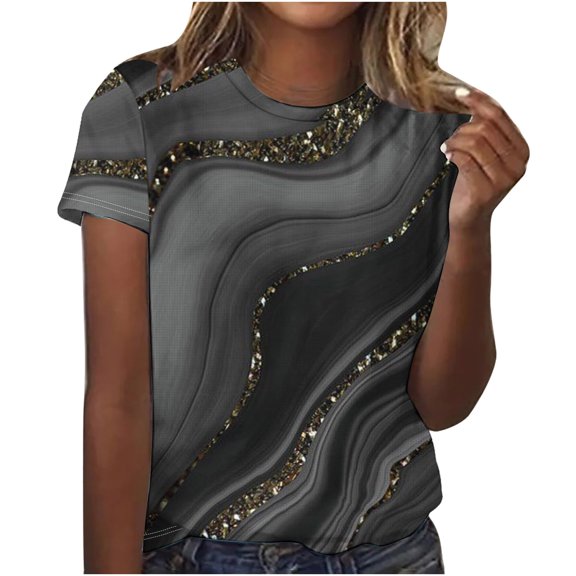 Fesfesfes Womens Plaid T Shirt Fashion Women Round-Neck Short Sleeve Print Casual T- Shirt Blouse Tops Winter Tops M(US:6)