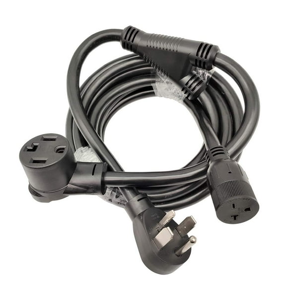 Parkworld 61483 4-Prong Dryer Splitter to 6-20R, NEMA 14-30P Male Plug to 14-30R & 6-20R (T-Blade Also for 6-15R) Female Receptacle (20 Feet)